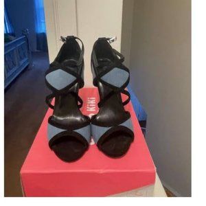 New Look  Women's Black & Blue suede Comfort Heels Shoes US size 7.5